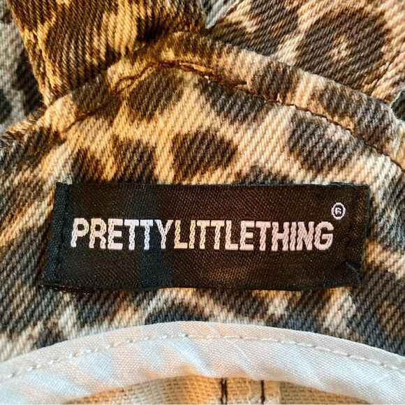 PrettyLittleThing Leopard Pinafore Denim Dress Brown Black Size US 8 UK 12 - Picture 9 of 11